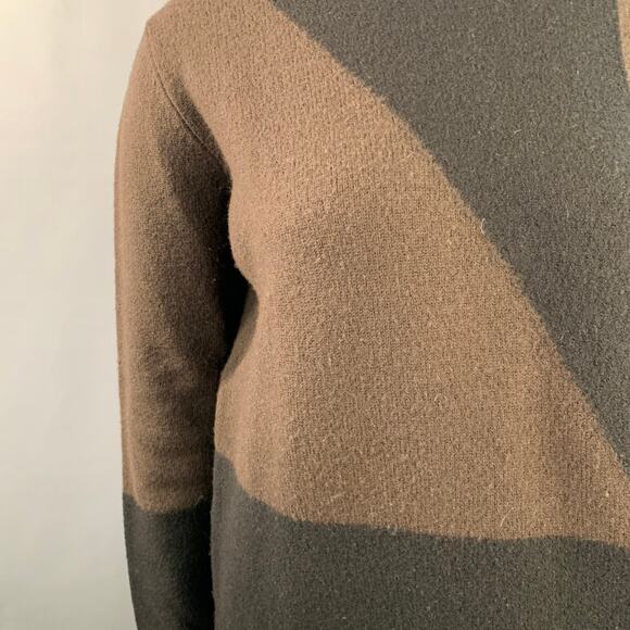 JIL SANDER Size XL Brown Black Wool Color Block Crew Neck Sweater - Picture 4 of 9